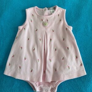 Carter's Sz. 12M Pink Baby Dress over Bottoms with Floral Embroidery EUC.
